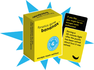 Fanatics Gone Bananas 3D Box With Cards On Starburst An illustration of the Fanatics Gone Bananas box with example cards on a starburst.
