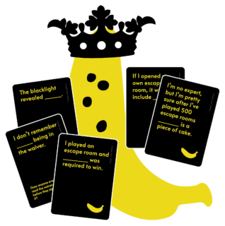 Top Banana An illustration of the top banana with crown and surrounded by a number of winning cards.
