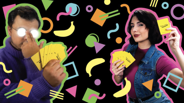 Photos of two competitive Fanatics Gone Bananas players in front of a Memphis background.