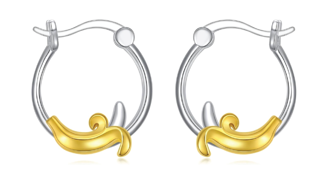 A pair of banana-adorned earrings.