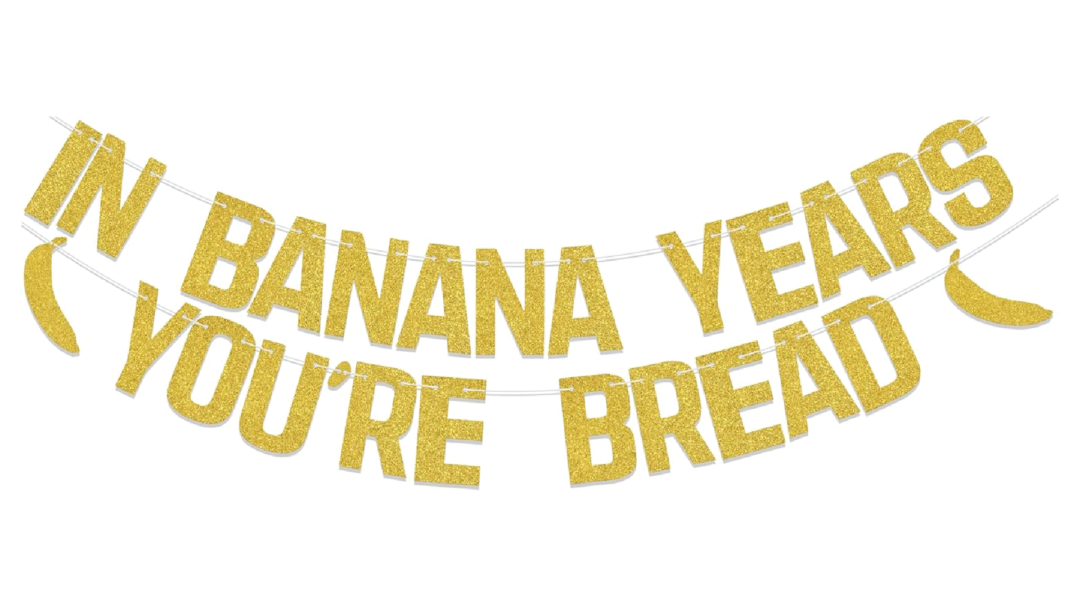 An edgy but glittery banana banner.