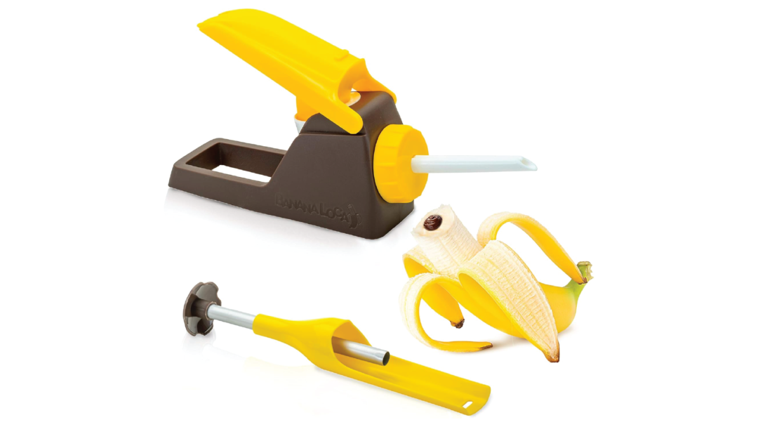 A kitchen gadget which cores a banana.