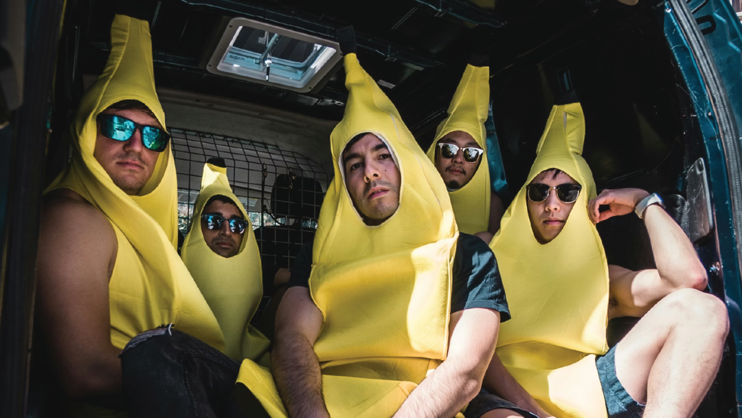 A banana gang assembles, ready for a night on the town.